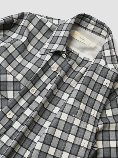 ANTOS. / DOUBLE POCKET OVER SHIRT -WHITE/BLACK