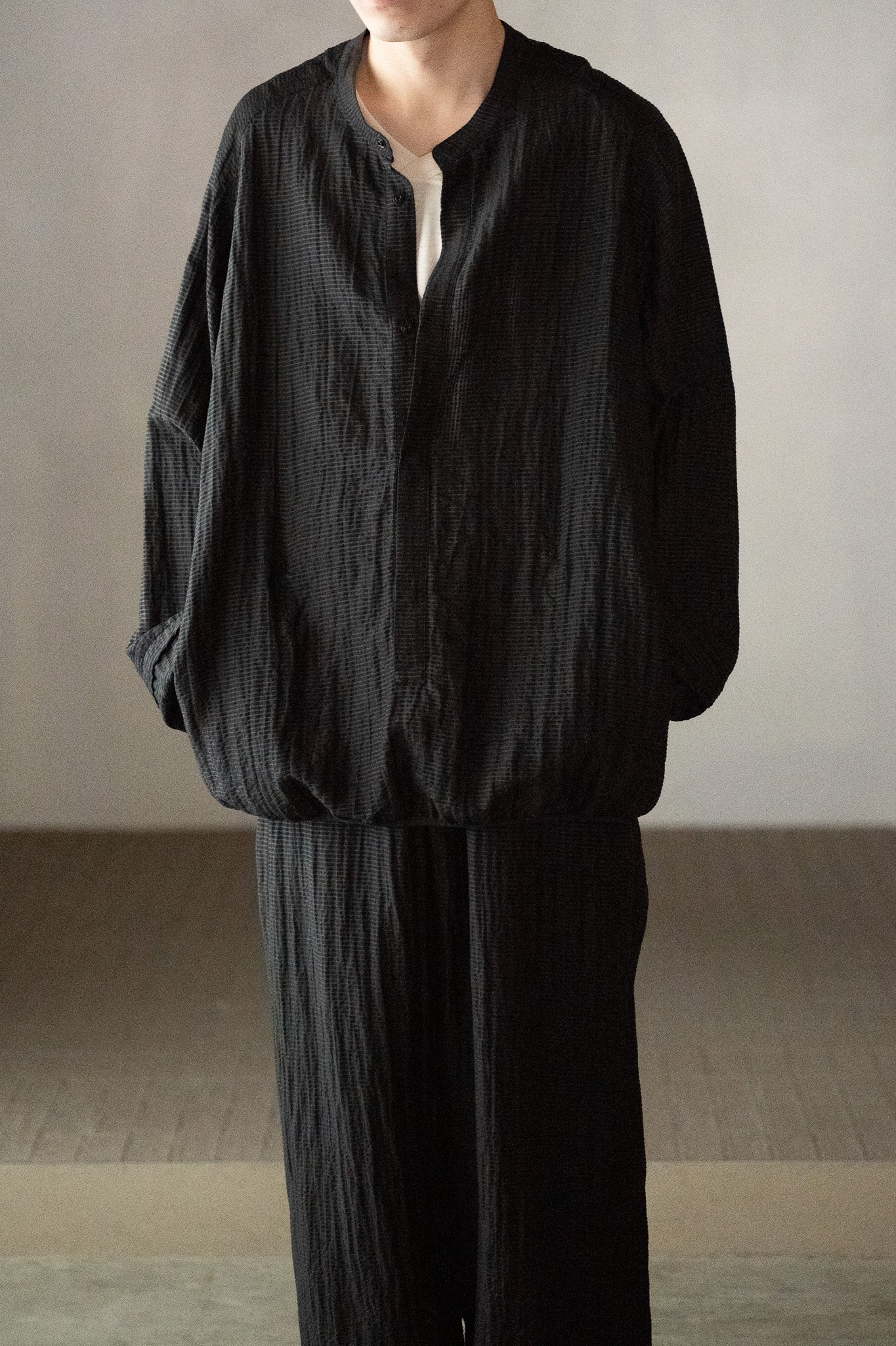 barbell object / uneven s/l top -BLACK