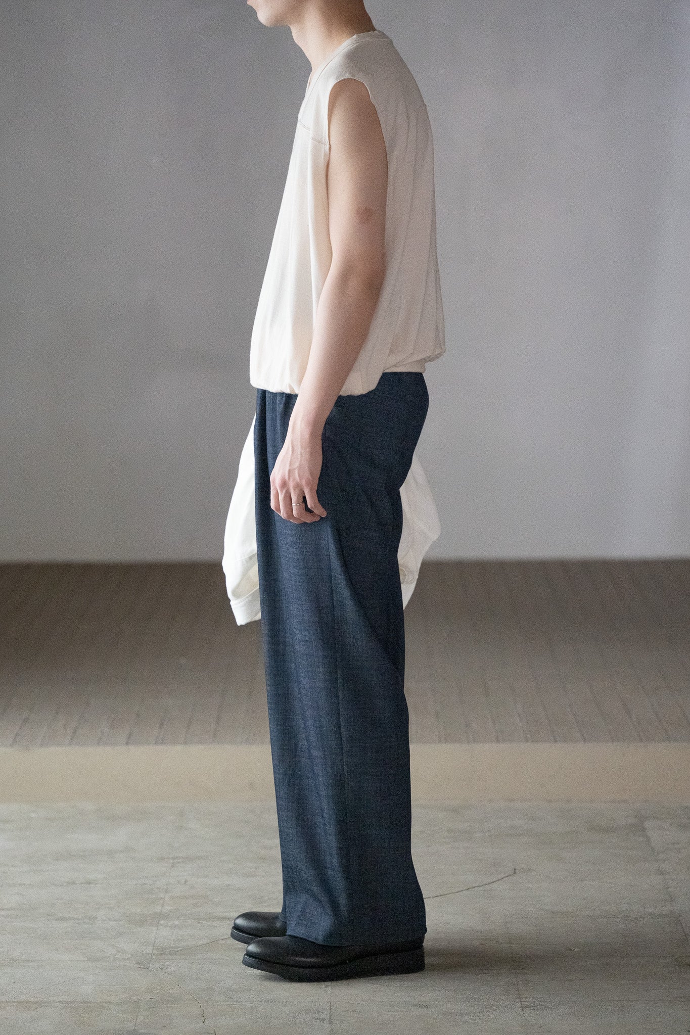 パンツ m's braque TUCKED BAGGY PANTS NAVY m's braque / exclusive / BELTED TUCKED BAGGY PANTS -NAVY – and father
