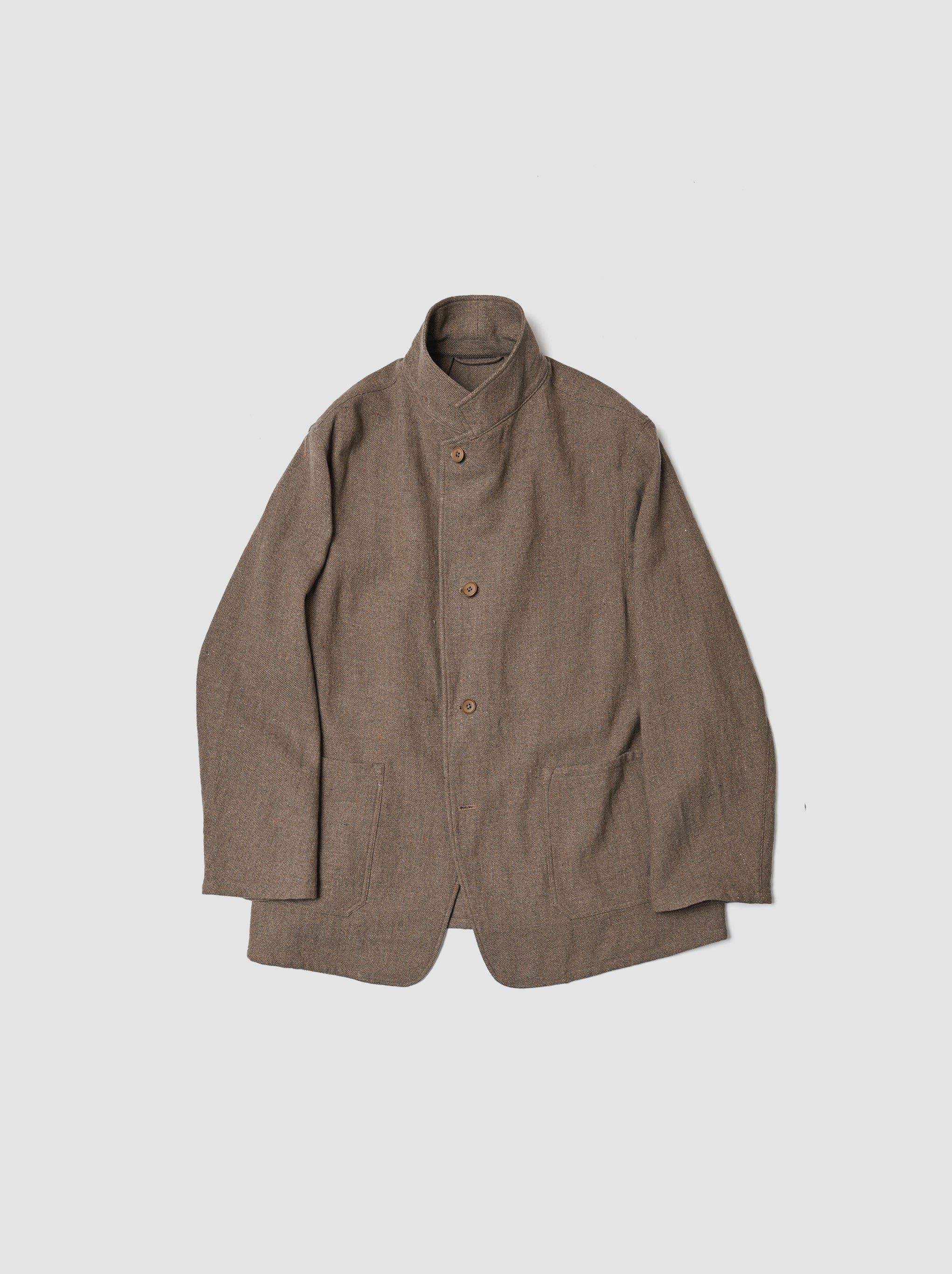 KAPTAIN SUNSHINE / Wool Linen Serge Square Jacket -MOSS