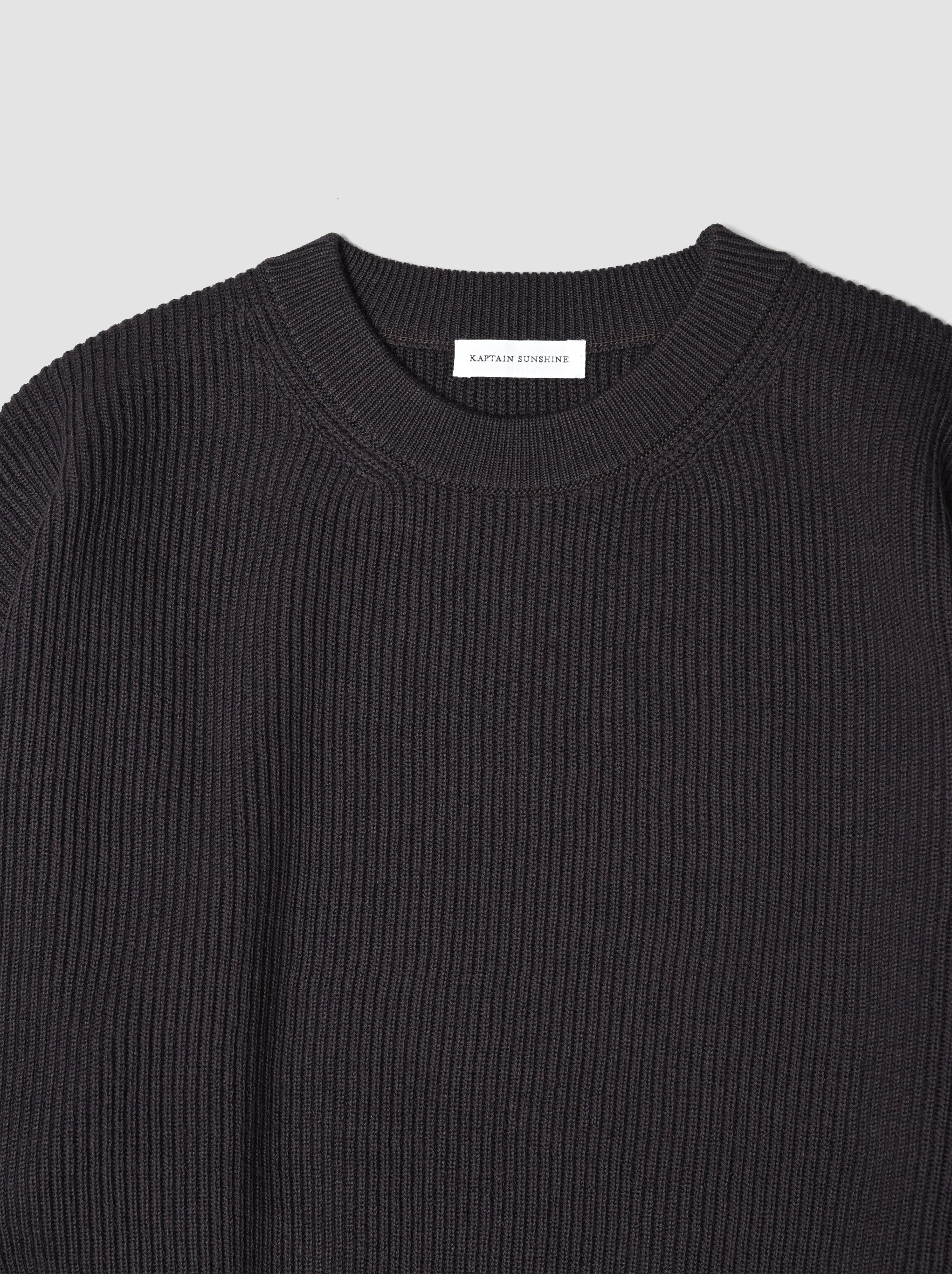KAPTAIN SUNSHINE / Cotton Wool Knit Pullover -ESPRESSO