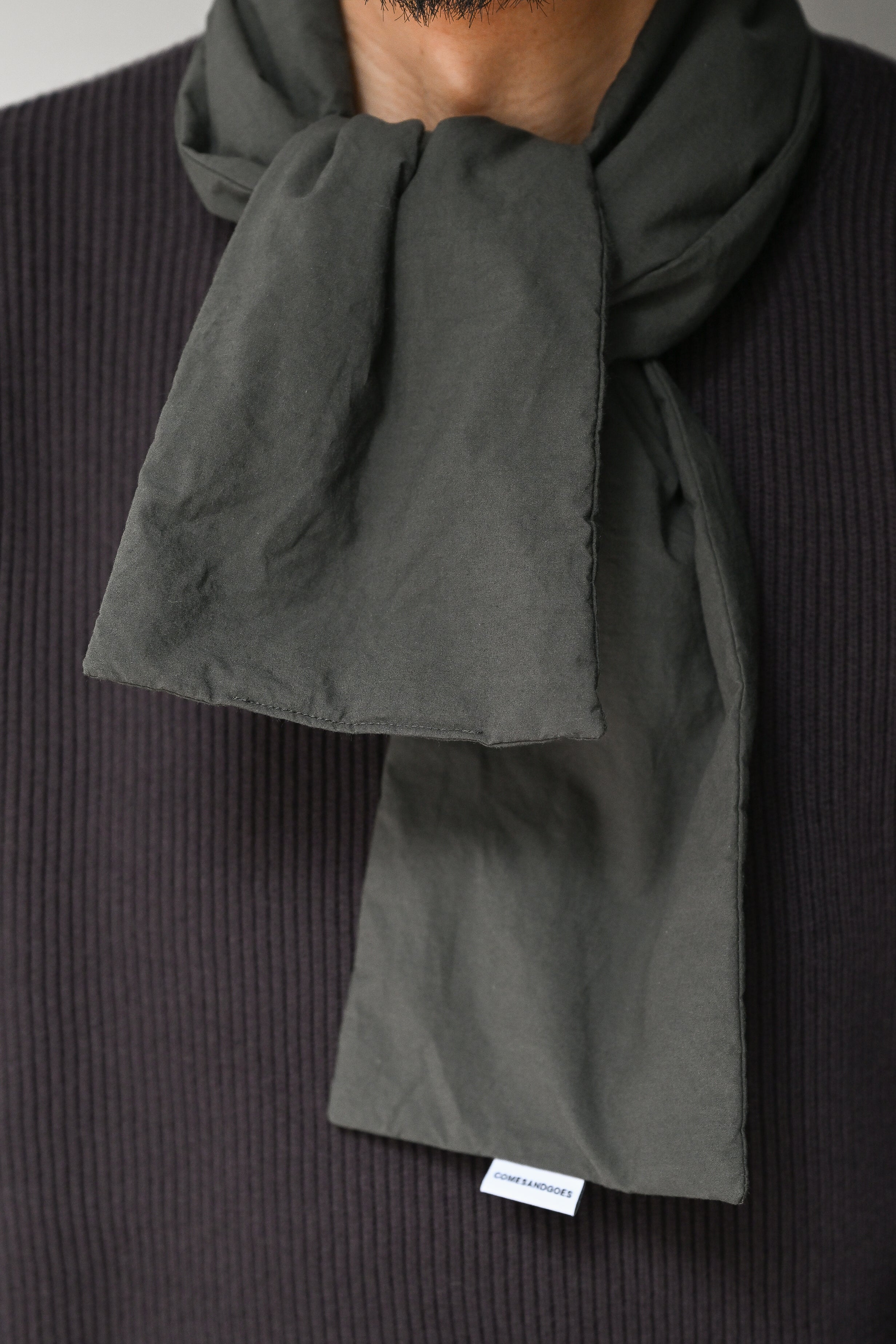 COMESANDGOES / COTTON SILK CAP & MUFFLER (LONG) -CHARCOAL