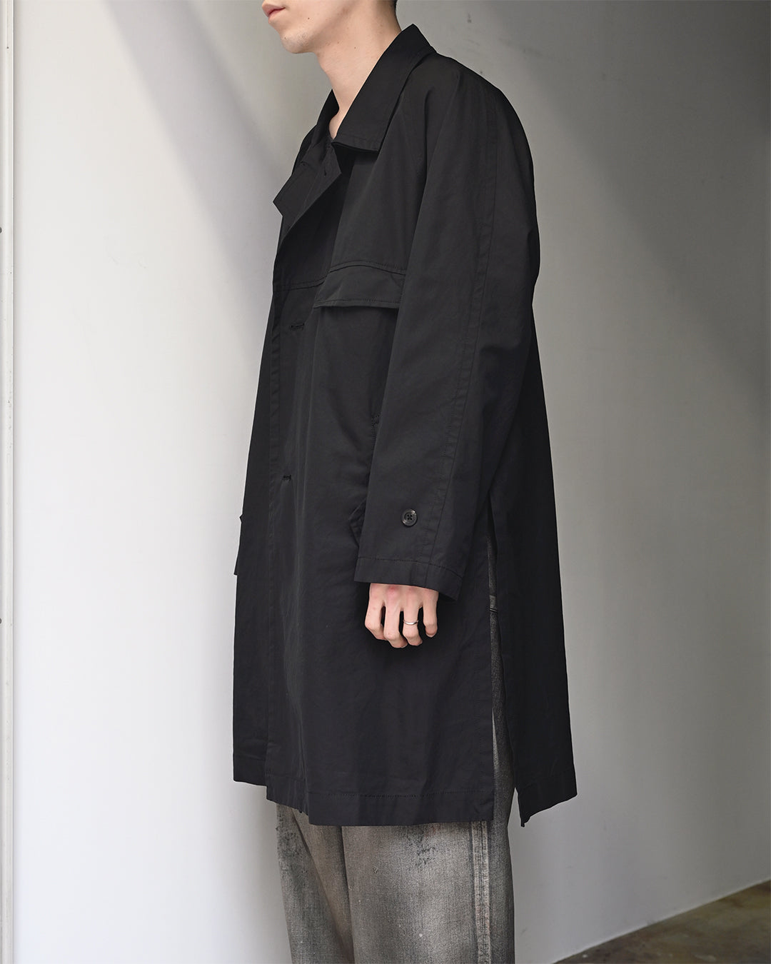 ANCELLM / SINGLE BREASTED COLLAR COAT -BLACK
