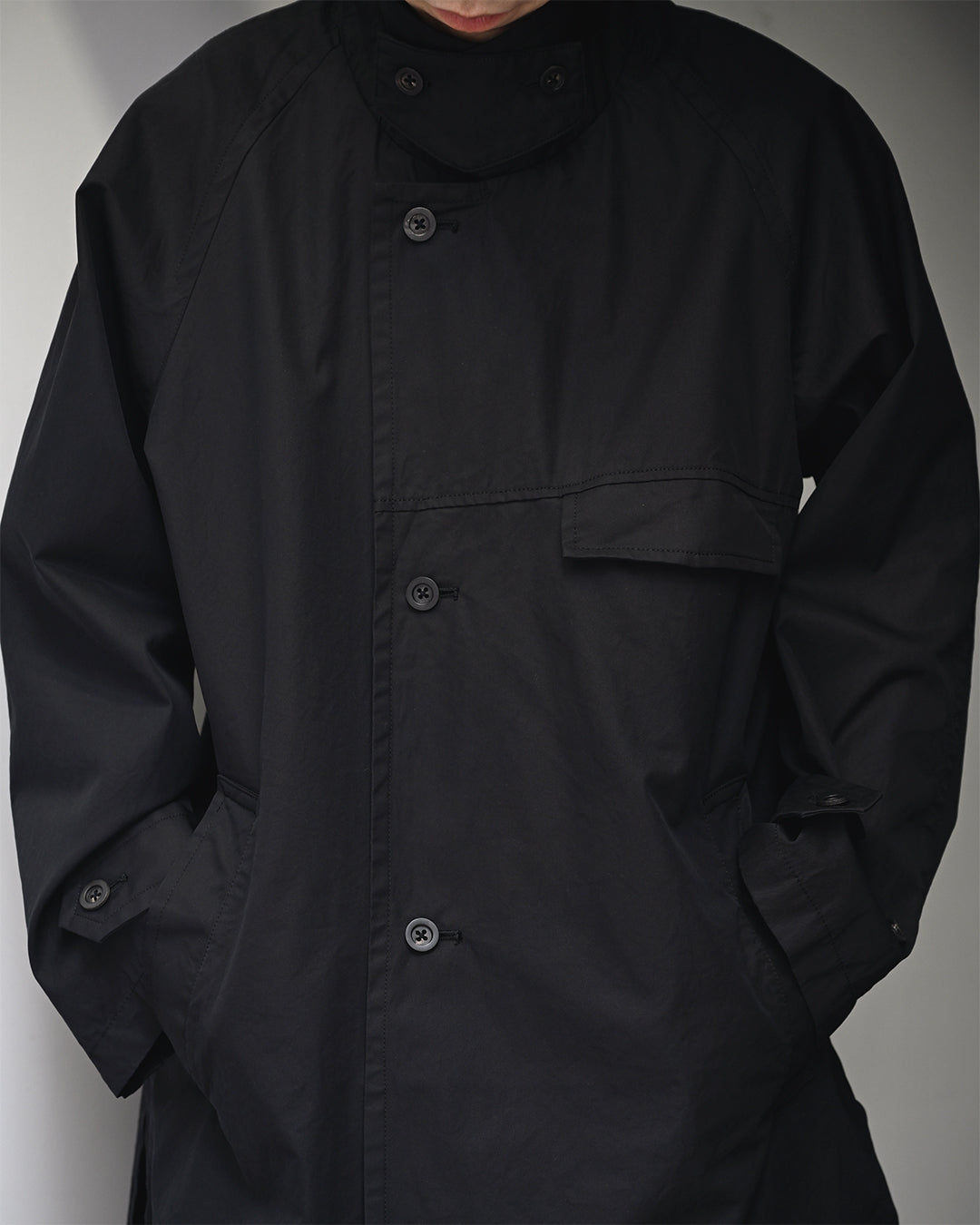 ANCELLM / SINGLE BREASTED COLLAR COAT -BLACK