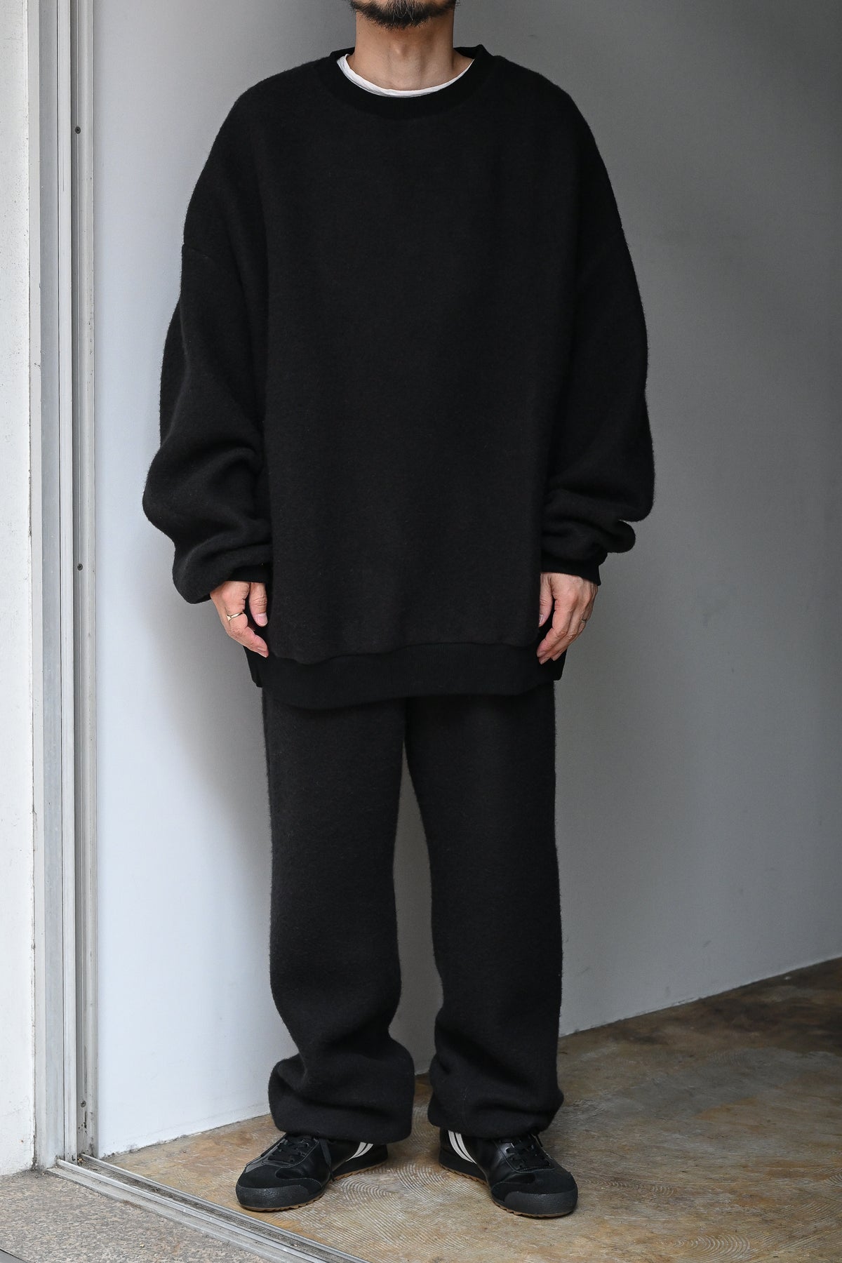 WHOWHAT / WOOL×COTTON SWEAT PANTS -BLACK