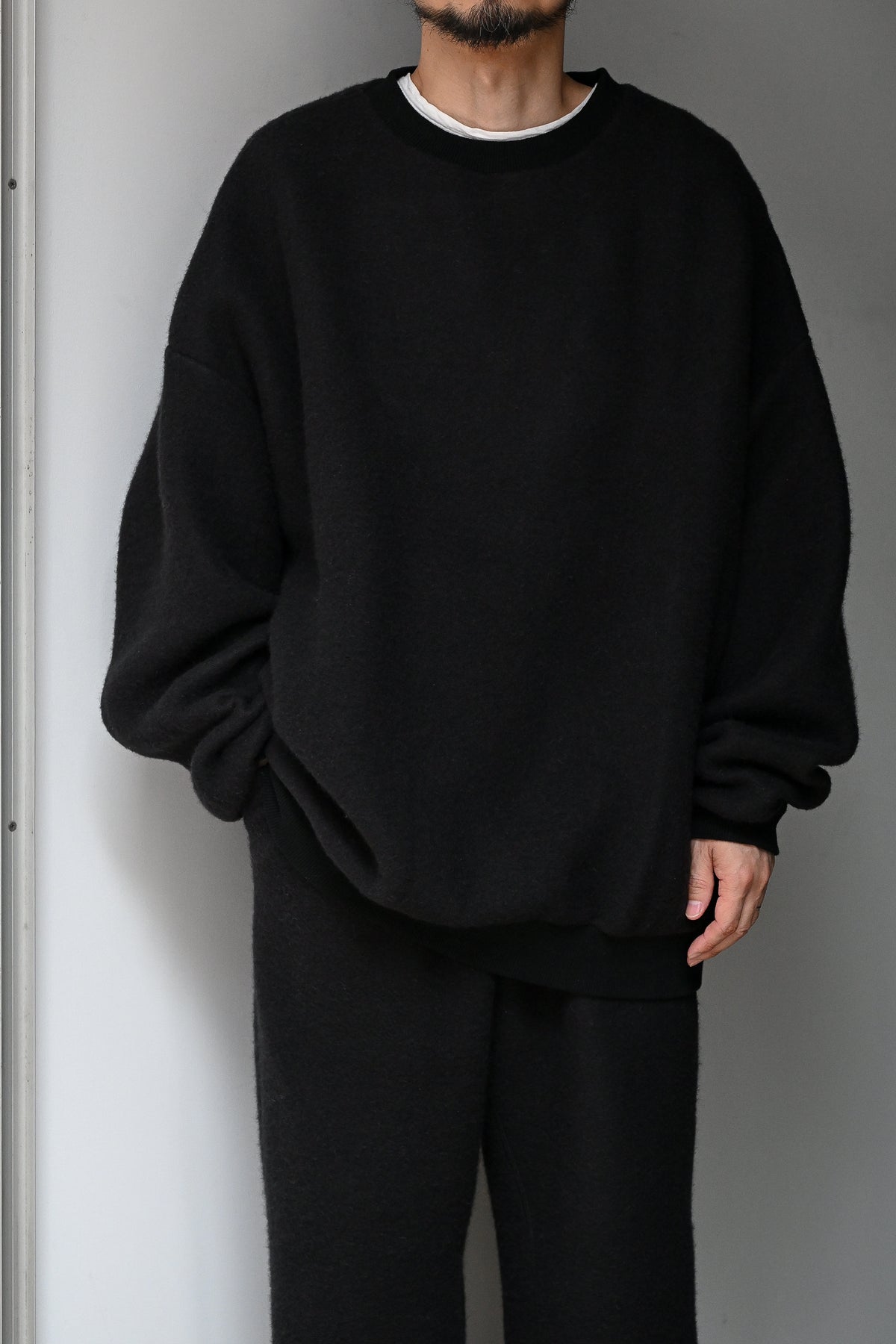WHOWHAT / WOOL×COTTON 5X CUT-SEW -BLACK