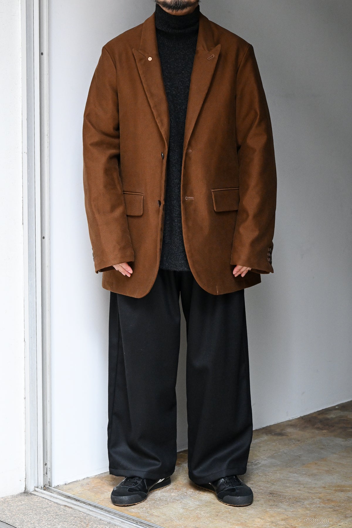 WHOWHAT / MOLE SKIN TAILORED JACKET -BROWN