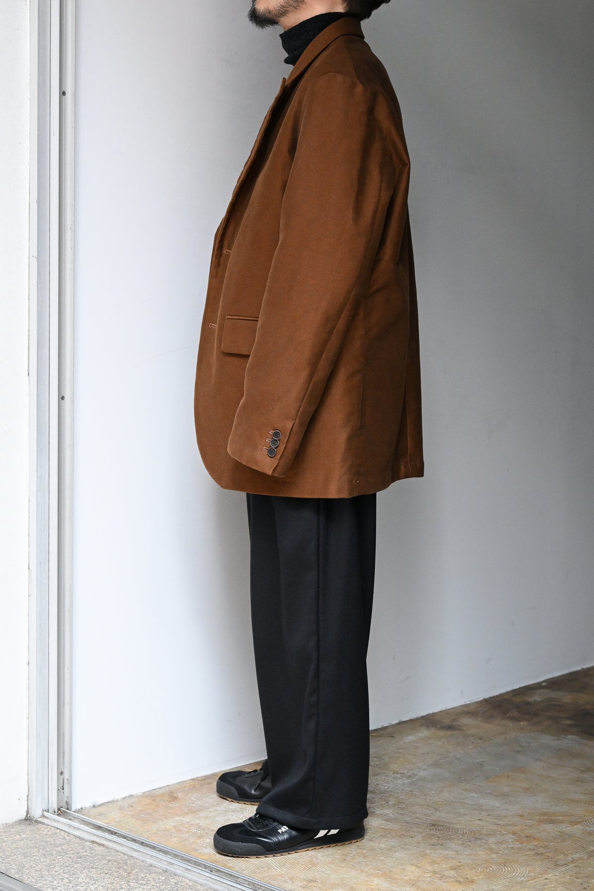 WHOWHAT / MOLE SKIN TAILORED JACKET -BROWN