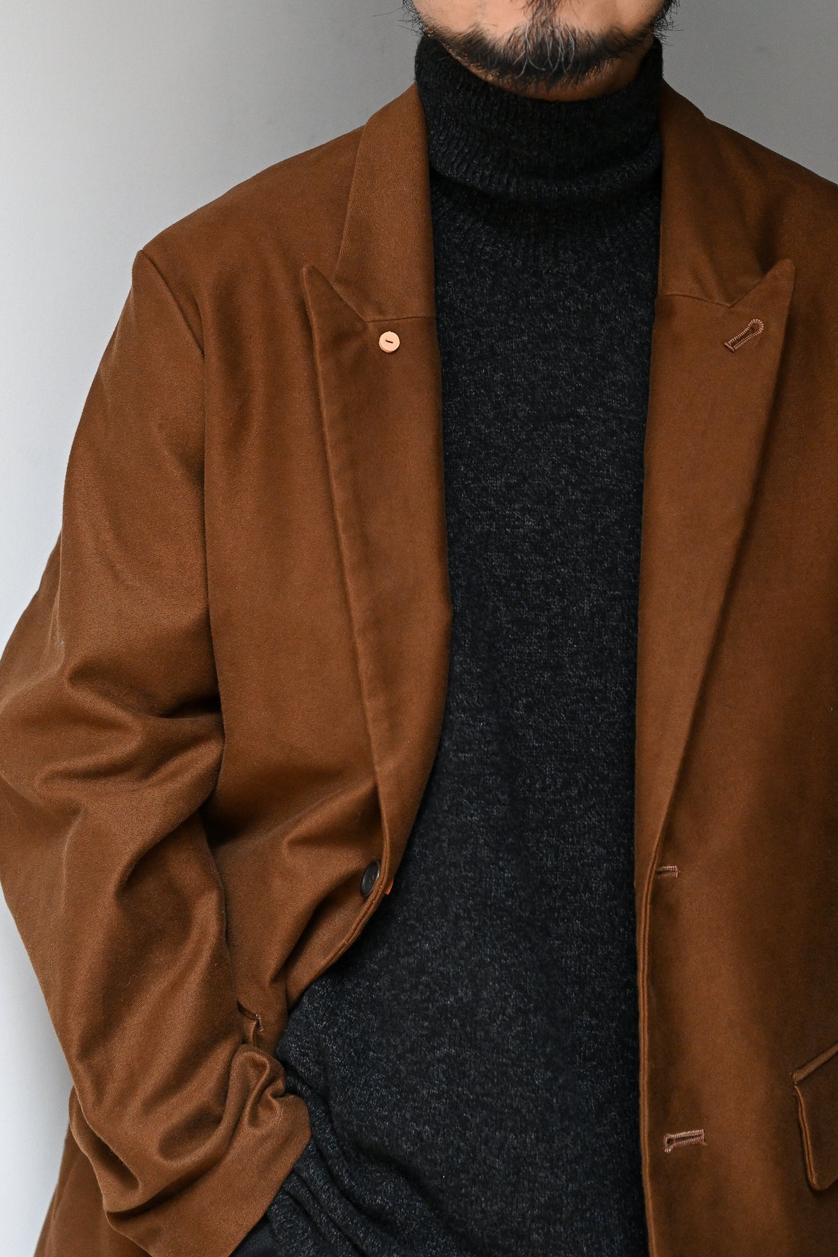 WHOWHAT / MOLE SKIN TAILORED JACKET -BROWN