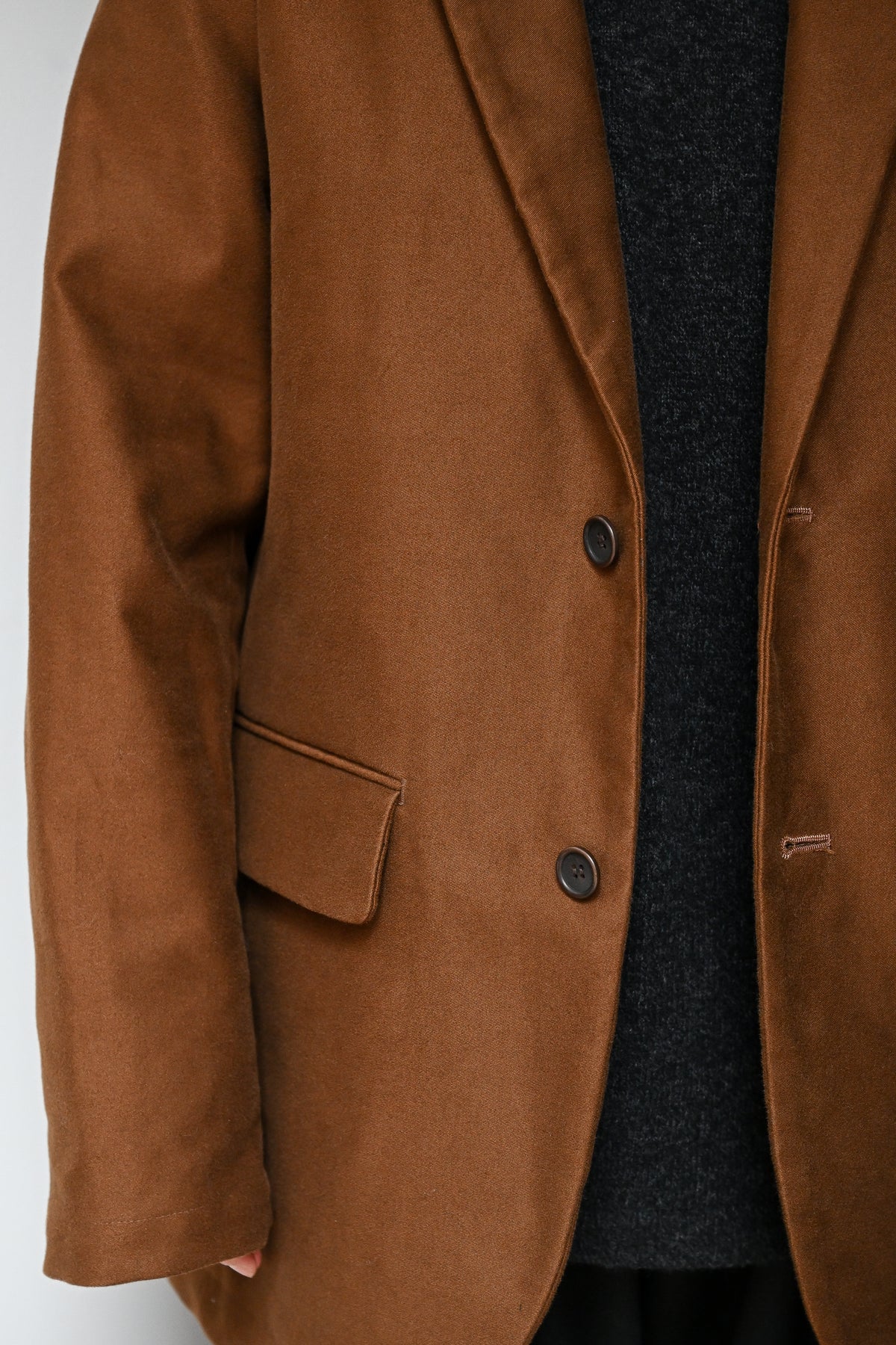 WHOWHAT / MOLE SKIN TAILORED JACKET -BROWN