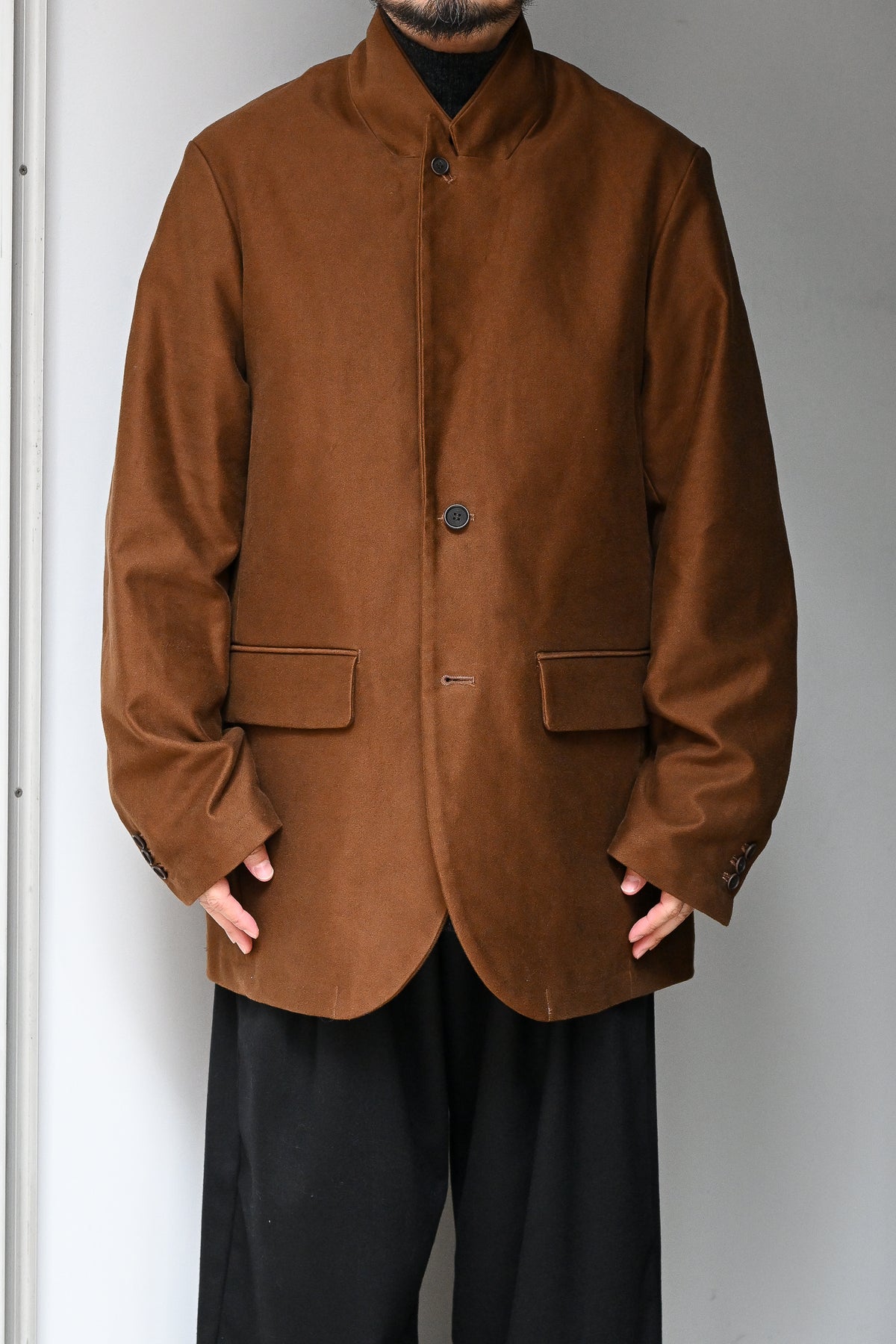 WHOWHAT / MOLE SKIN TAILORED JACKET -BROWN