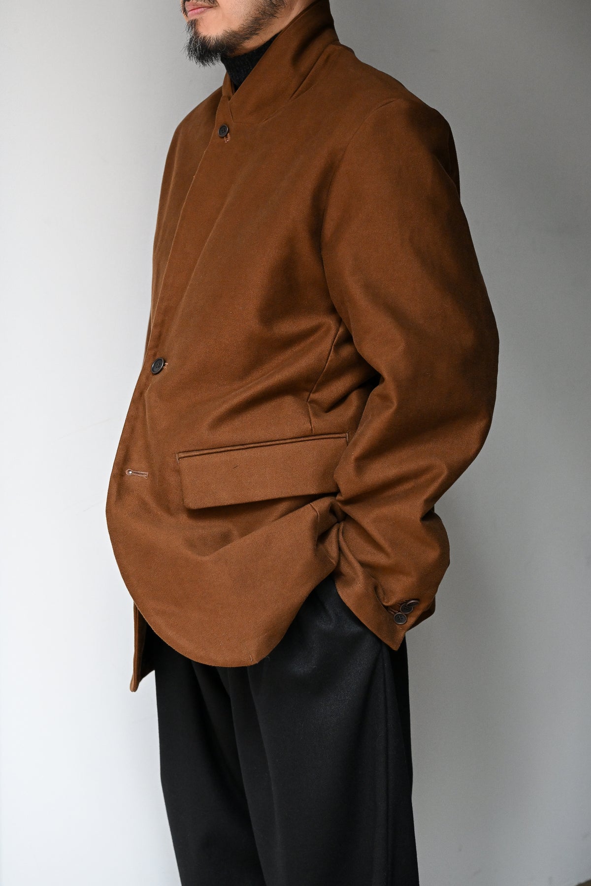 WHOWHAT / MOLE SKIN TAILORED JACKET -BROWN