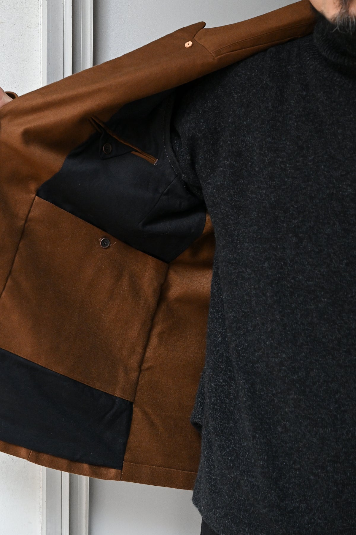 WHOWHAT / MOLE SKIN TAILORED JACKET -BROWN