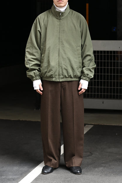 Antwort / LEATHER PIPED BOMBER JACKET -GREEN