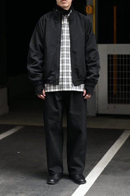 Antwort / LEATHER PIPED BOMBER JACKET -BLACK