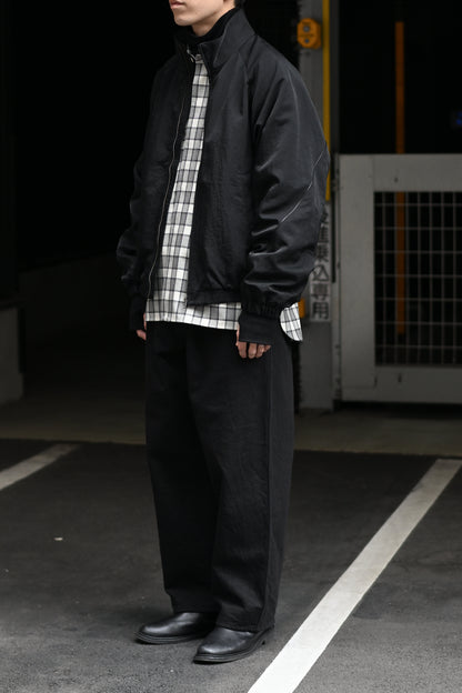 Antwort / LEATHER PIPED BOMBER JACKET -BLACK