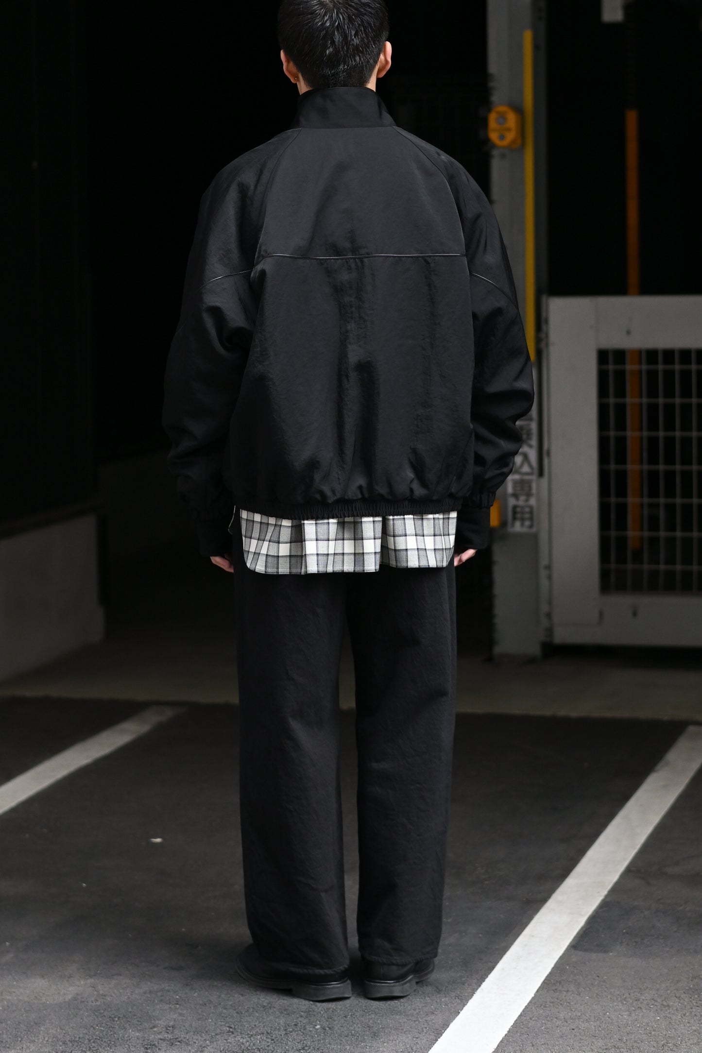 Antwort / LEATHER PIPED BOMBER JACKET -BLACK