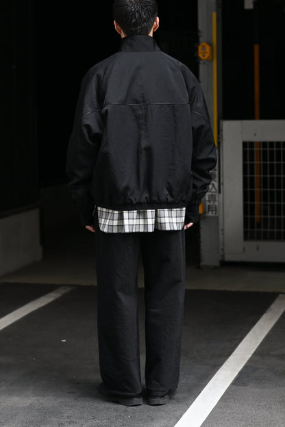 Antwort / LEATHER PIPED BOMBER JACKET -BLACK