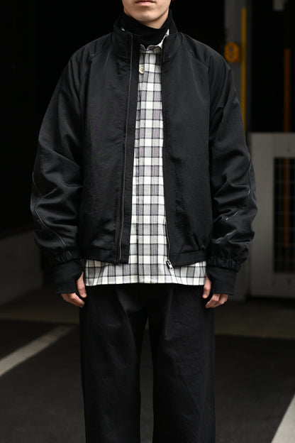 Antwort / LEATHER PIPED BOMBER JACKET -BLACK