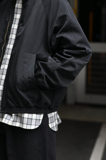 Antwort / LEATHER PIPED BOMBER JACKET -BLACK
