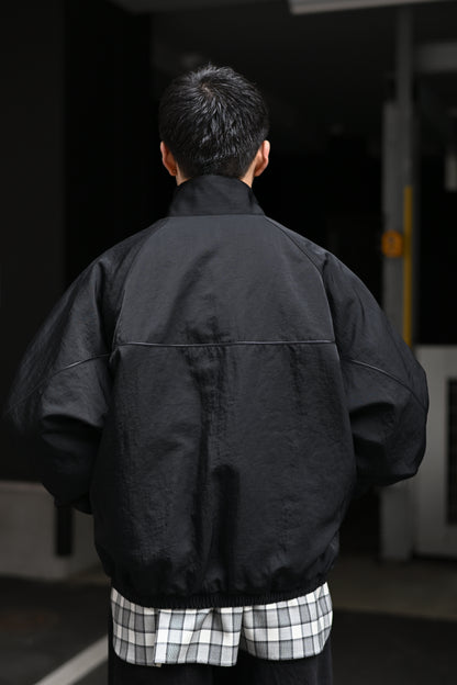 Antwort / LEATHER PIPED BOMBER JACKET -BLACK