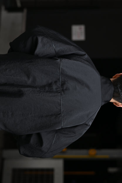 Antwort / LEATHER PIPED BOMBER JACKET -BLACK