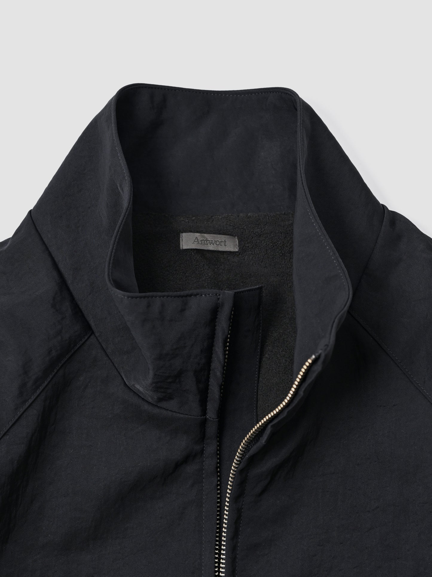 Antwort / LEATHER PIPED BOMBER JACKET -BLACK