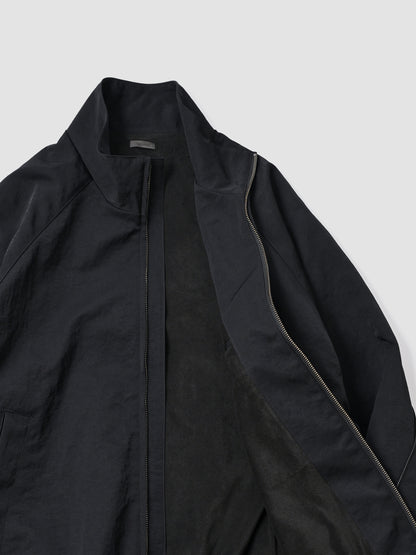 Antwort / LEATHER PIPED BOMBER JACKET -BLACK