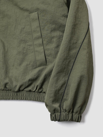 Antwort / LEATHER PIPED BOMBER JACKET -GREEN