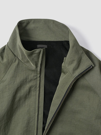 Antwort / LEATHER PIPED BOMBER JACKET -GREEN