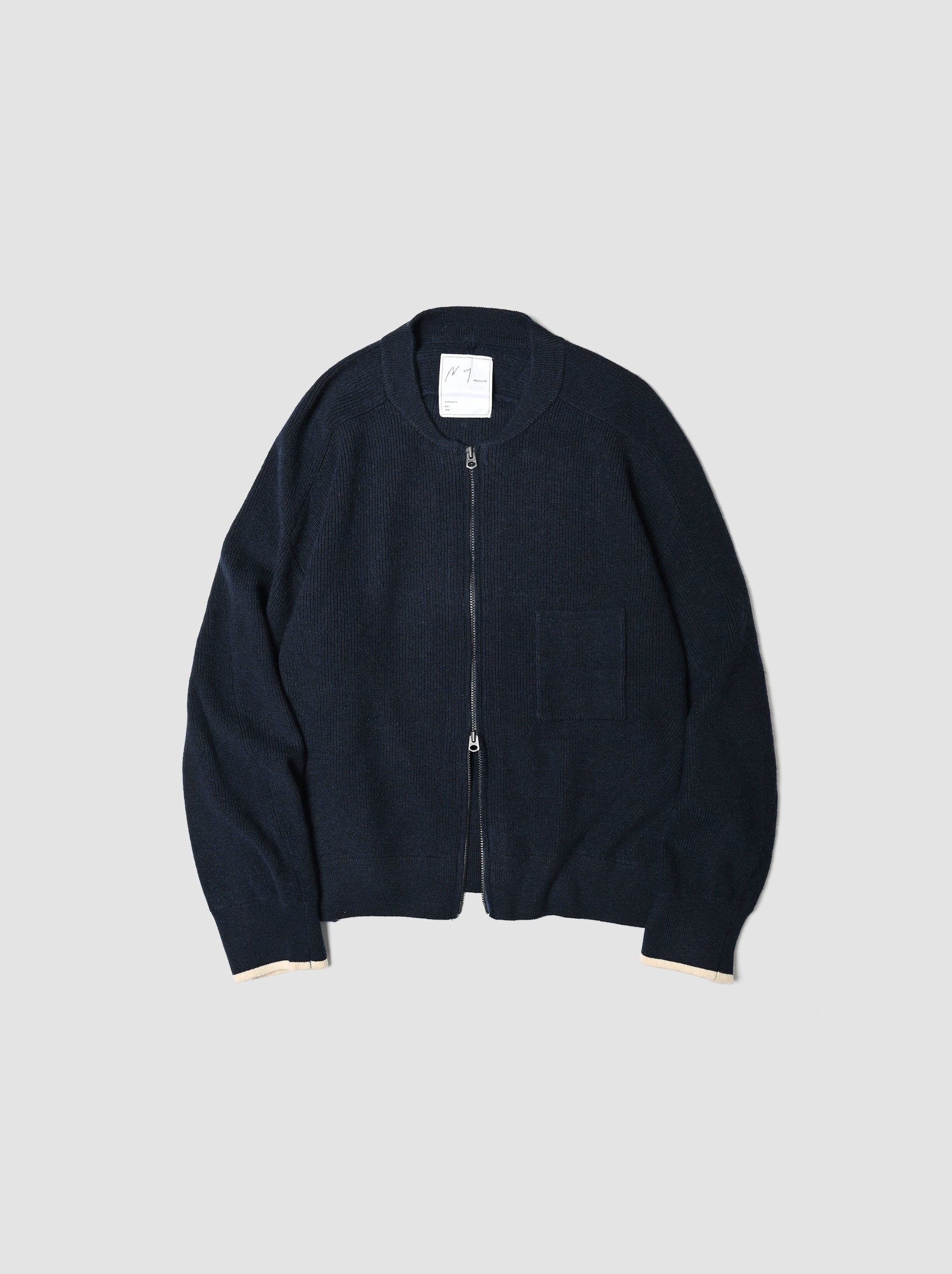 ジャケット・アウター ANCELLM Shaggy Fullzip Cardigan ANCELLM / FULL ZIPPED KNIT CARDIGAN -NAVY