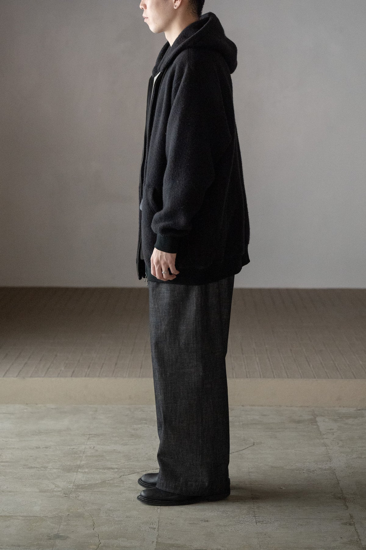 WHOWHAT / WOOL×COTTON FOODIE -BLACK