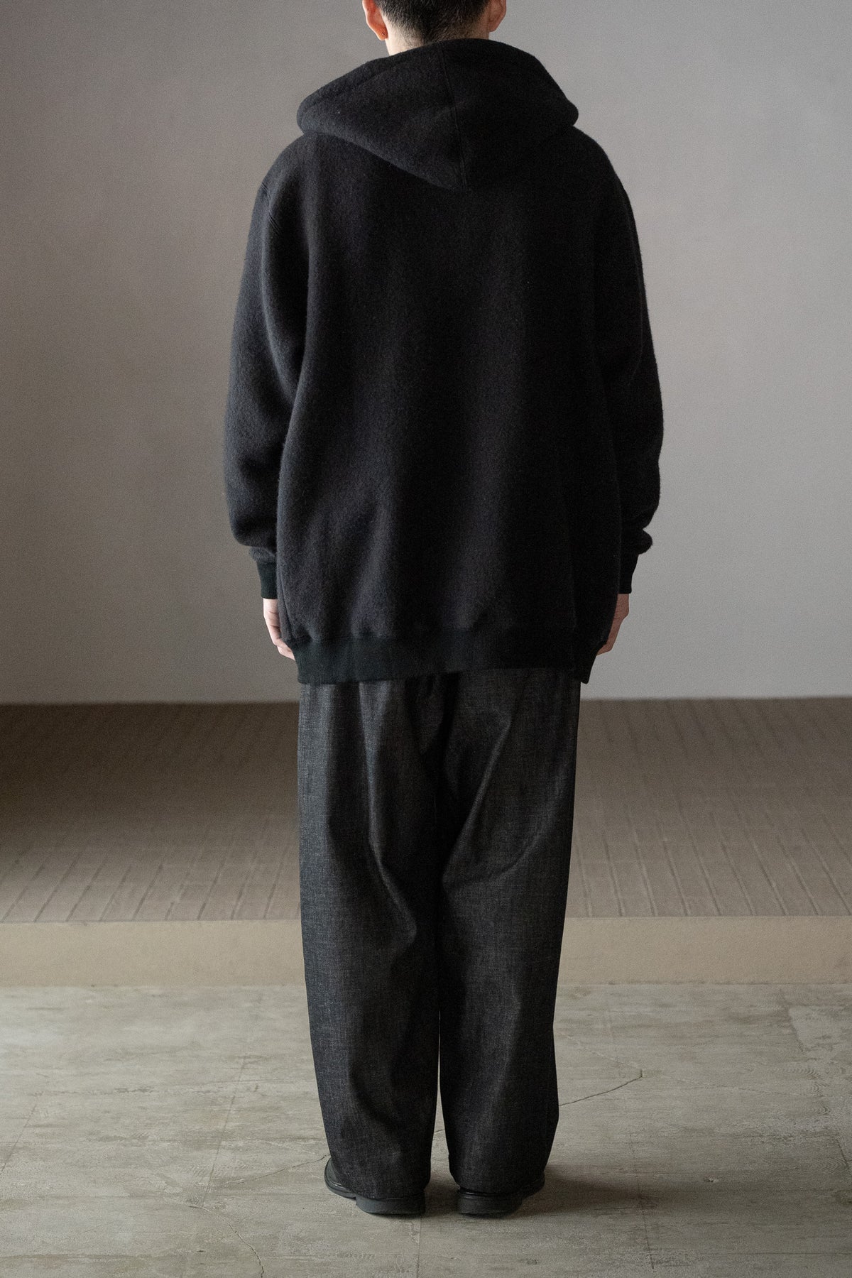 WHOWHAT / WOOL×COTTON FOODIE -BLACK