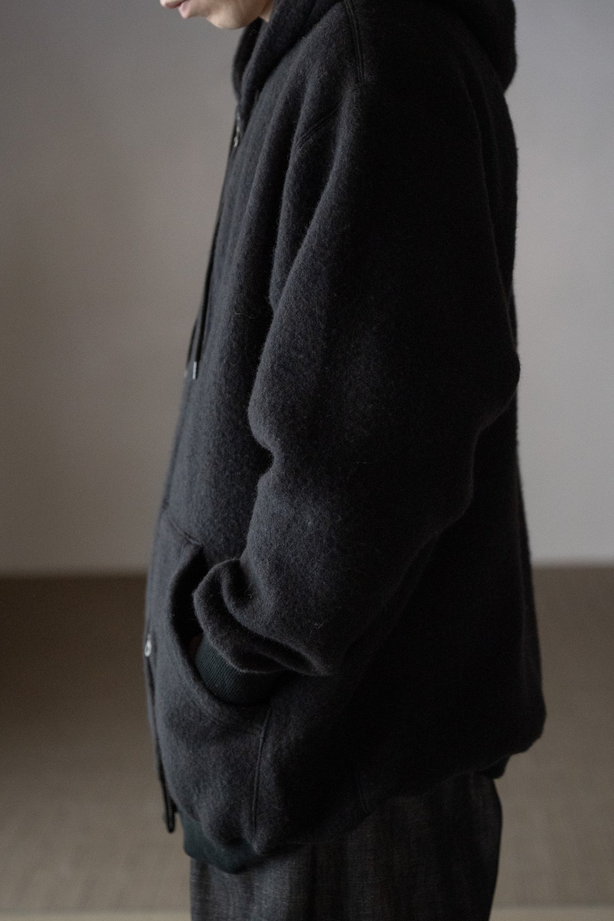 WHOWHAT / WOOL×COTTON FOODIE -BLACK