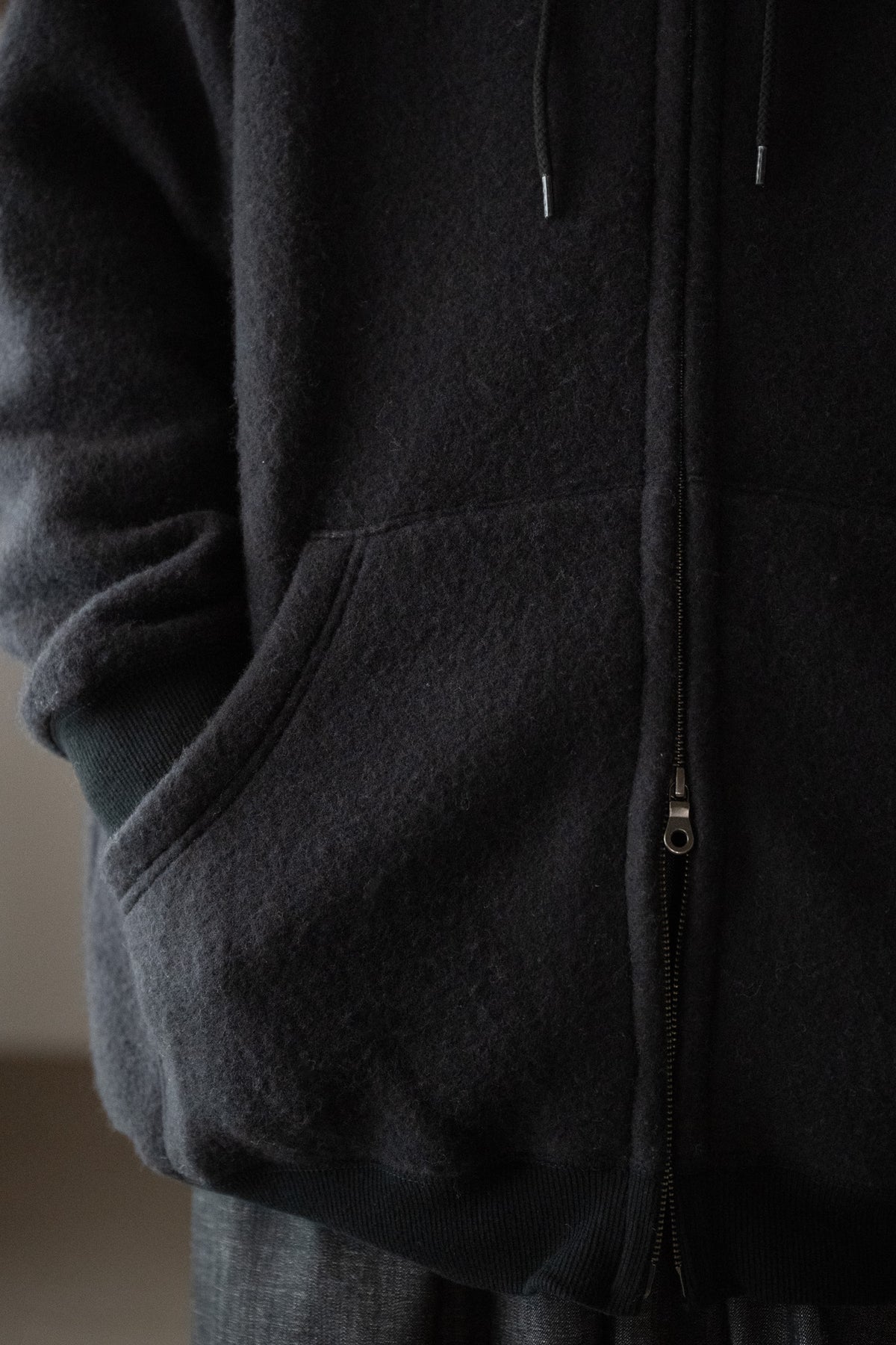 WHOWHAT / WOOL×COTTON FOODIE -BLACK