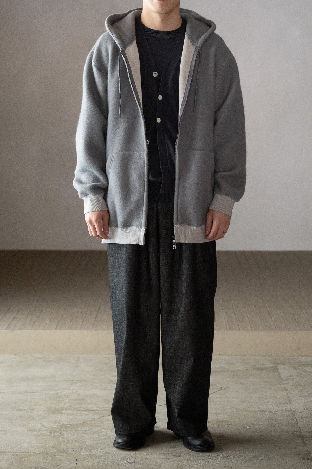 WHOWHAT / WOOL×COTTON FOODIE -GRAY