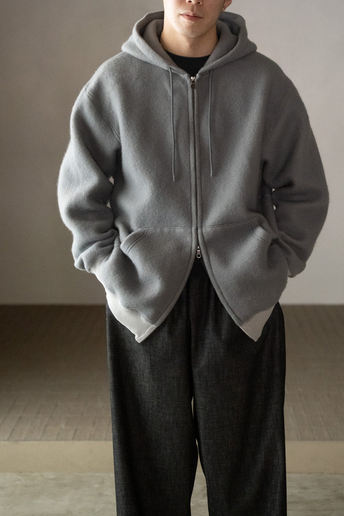 WHOWHAT / WOOL×COTTON FOODIE -GRAY
