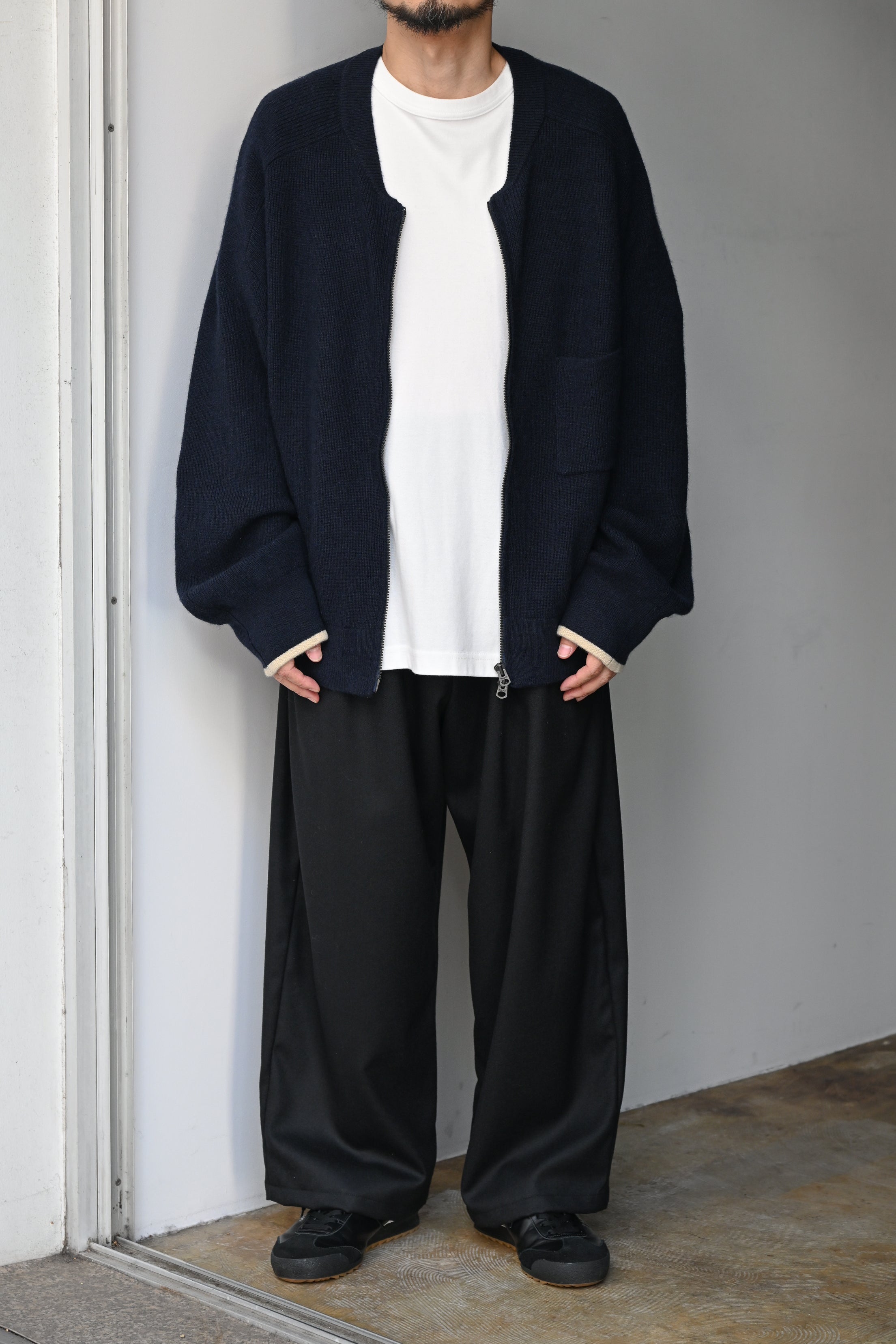 ジャケット・アウター ANCELLM Shaggy Fullzip Cardigan ANCELLM / FULL ZIPPED KNIT CARDIGAN -NAVY