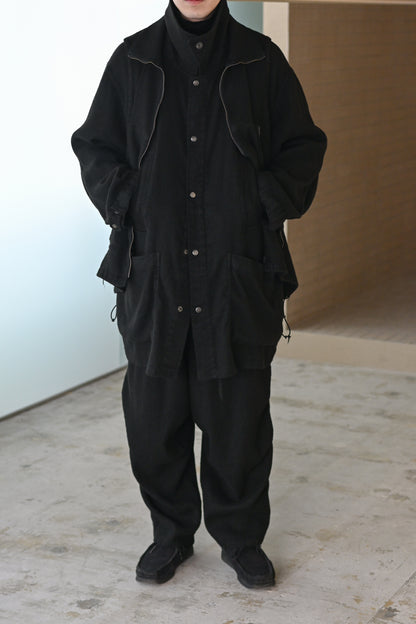 barbell object / flower fl coat -BLACK