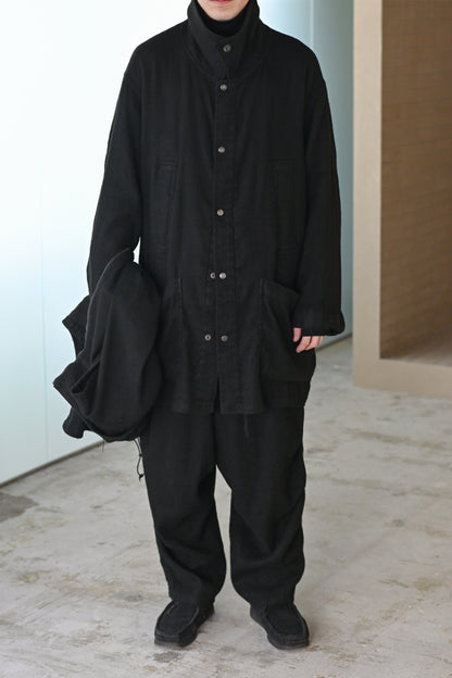 barbell object / flower fl coat -BLACK