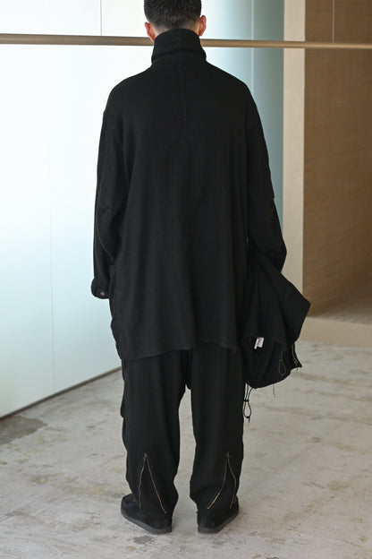 barbell object / flower fl coat -BLACK