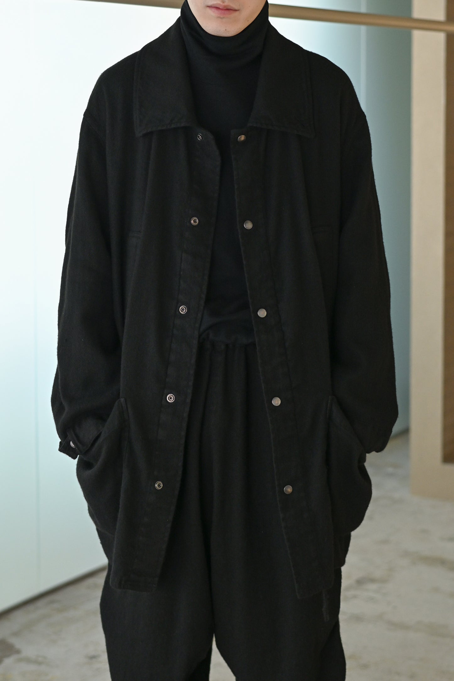 barbell object / flower fl coat -BLACK