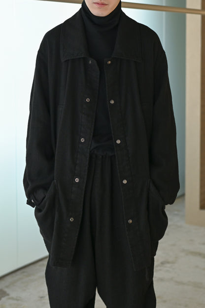 barbell object / flower fl coat -BLACK