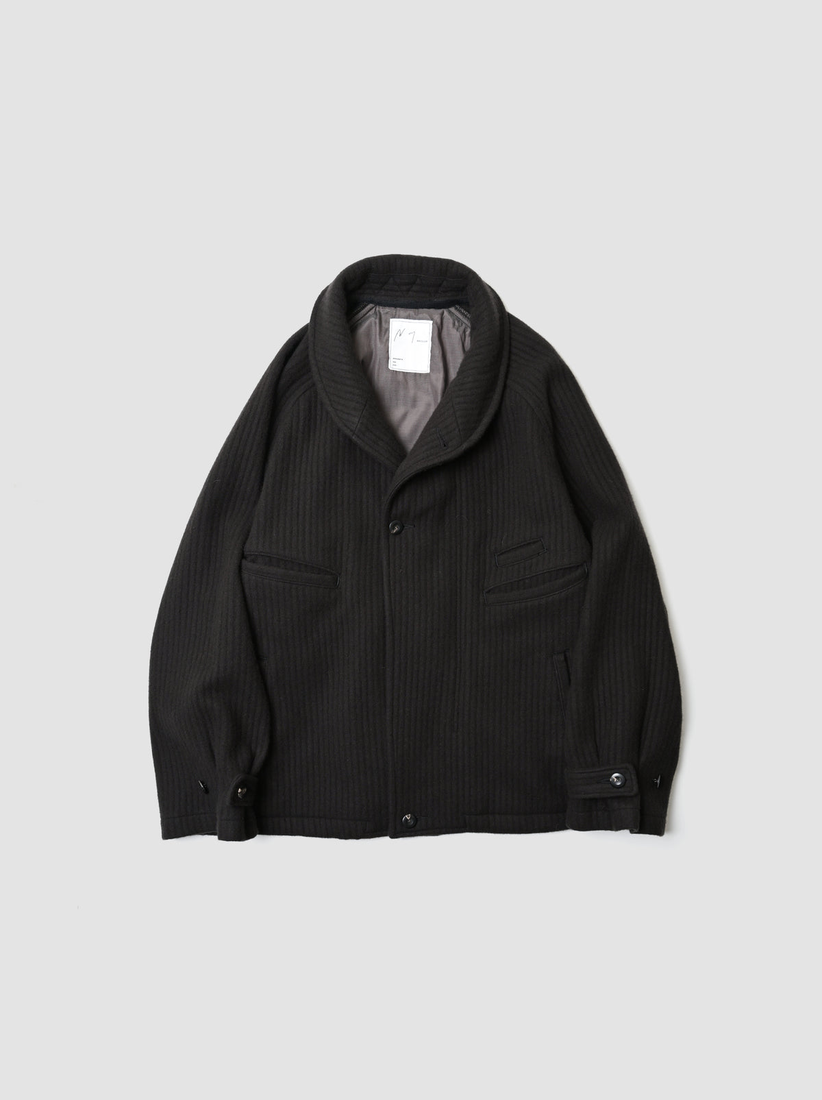 ANCELLM / 140's WOOL PIQUE WORK JACKET -BLACK