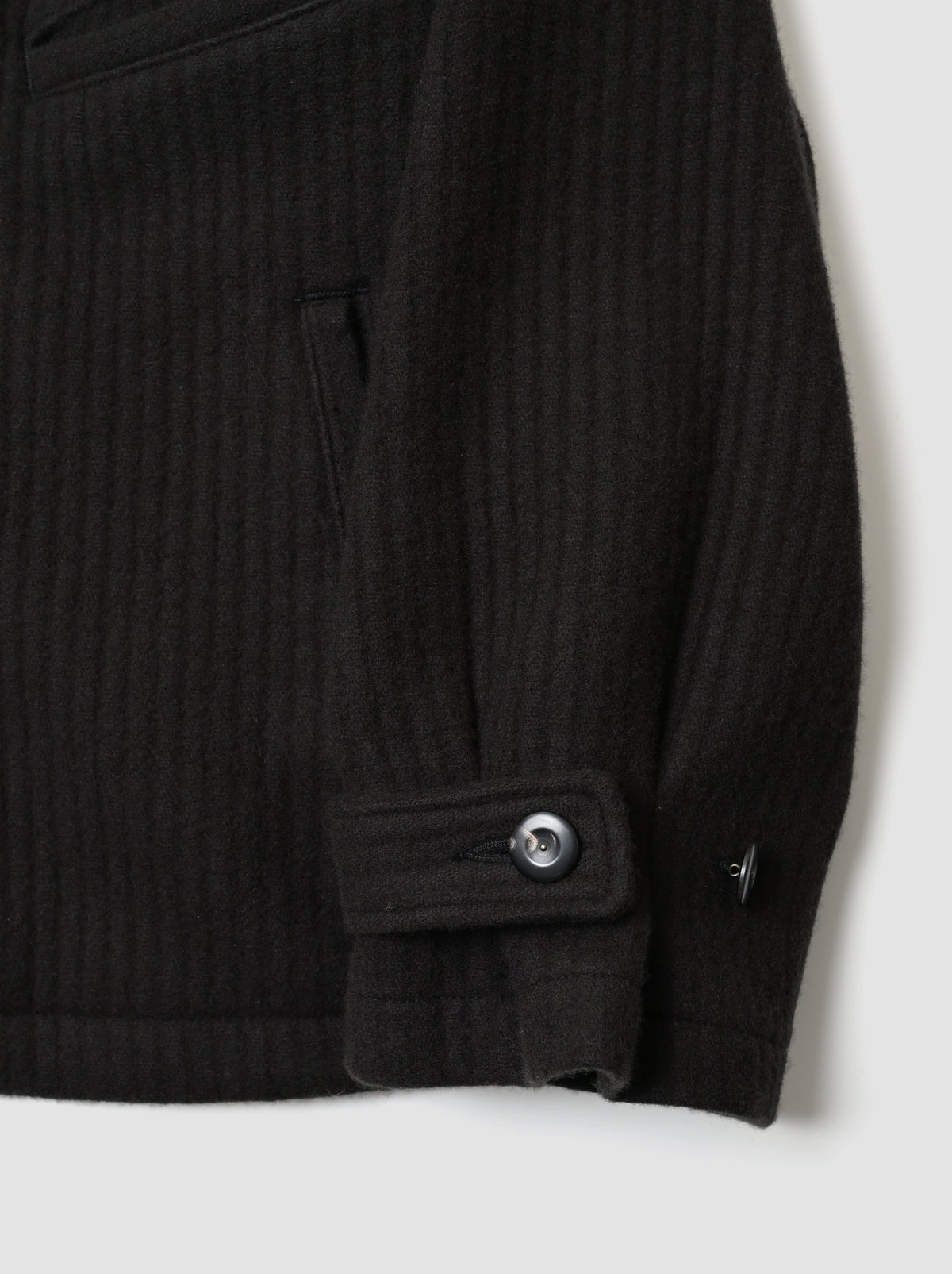 ANCELLM / 140's WOOL PIQUE WORK JACKET -BLACK