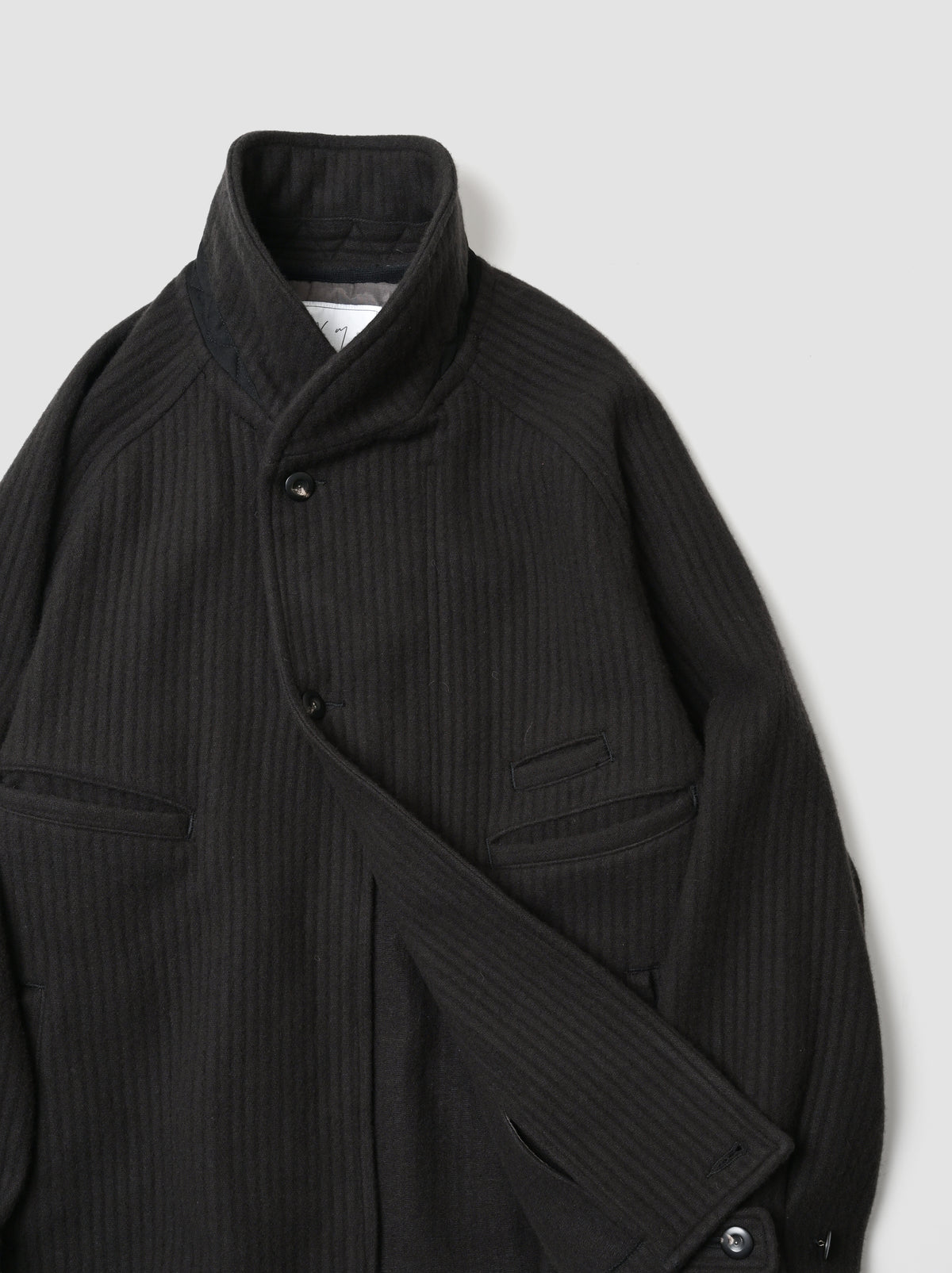 ANCELLM / 140's WOOL PIQUE WORK JACKET -BLACK