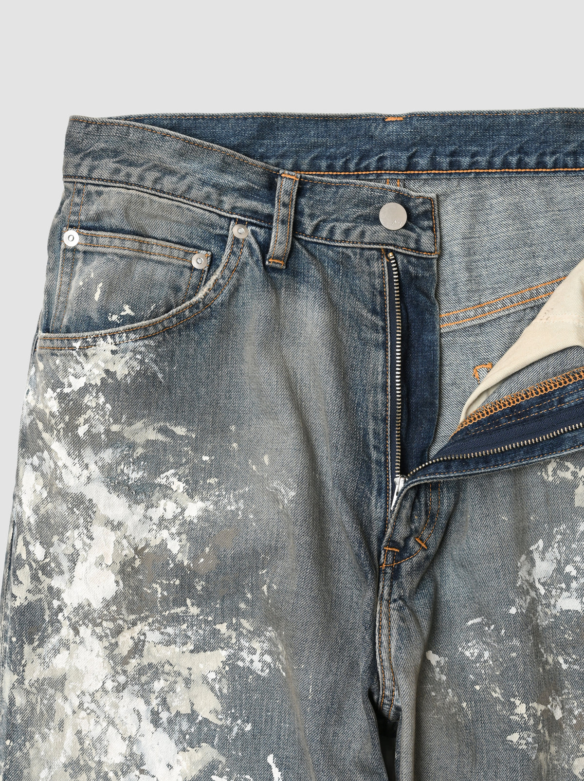 ANCELLM / #08 PAINTED MIDDLE STRAIGHT 5P DENIM PANTS -INDIGO