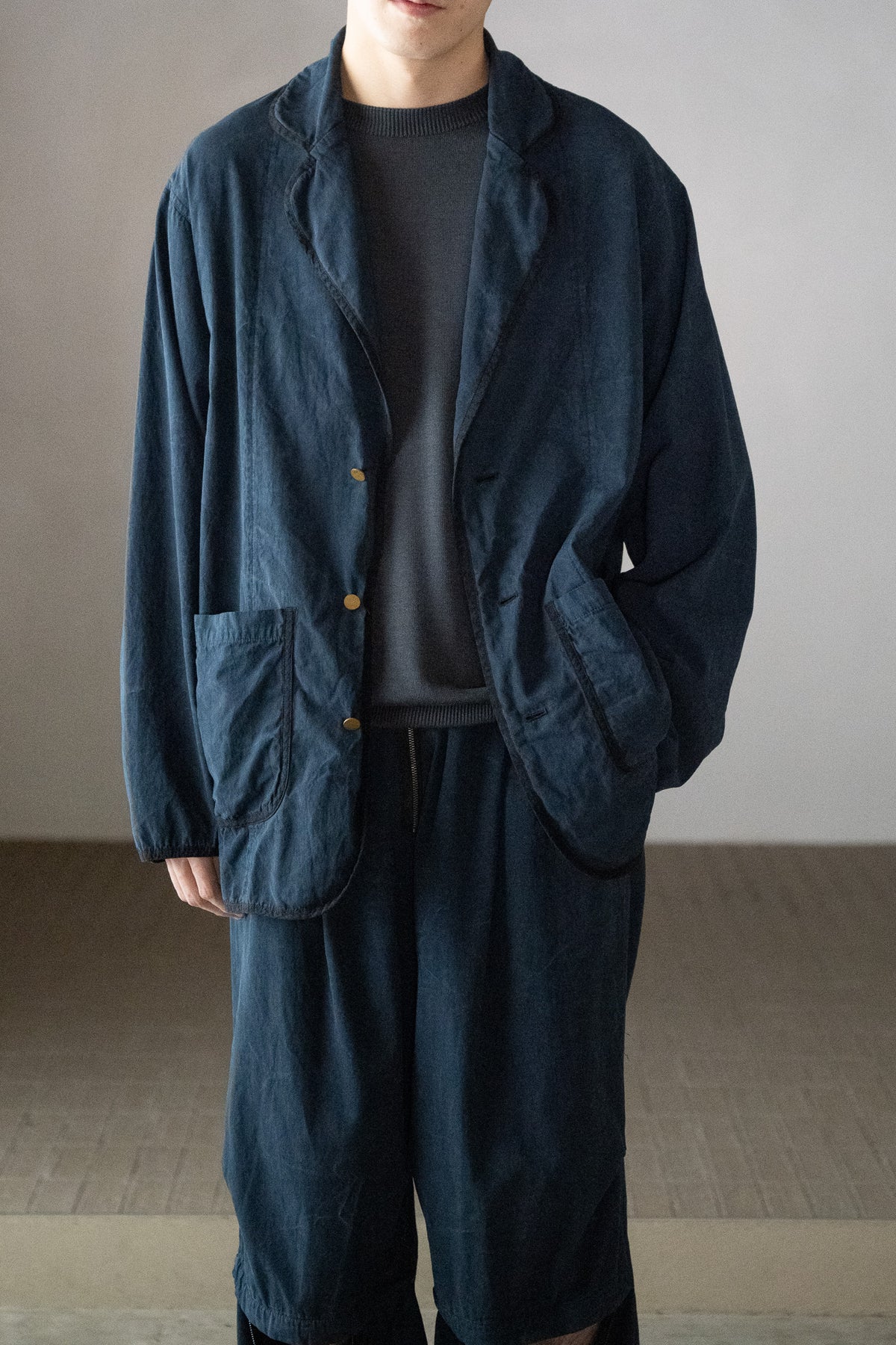 barbell object / piping jkt -NAVY