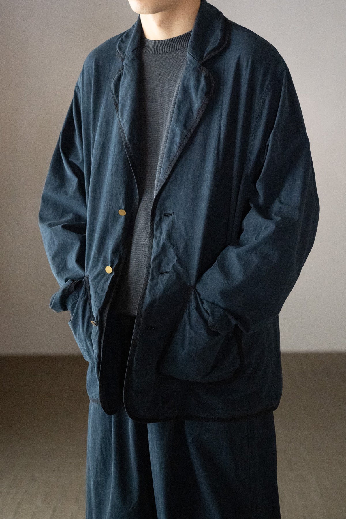 barbell object / piping jkt -NAVY