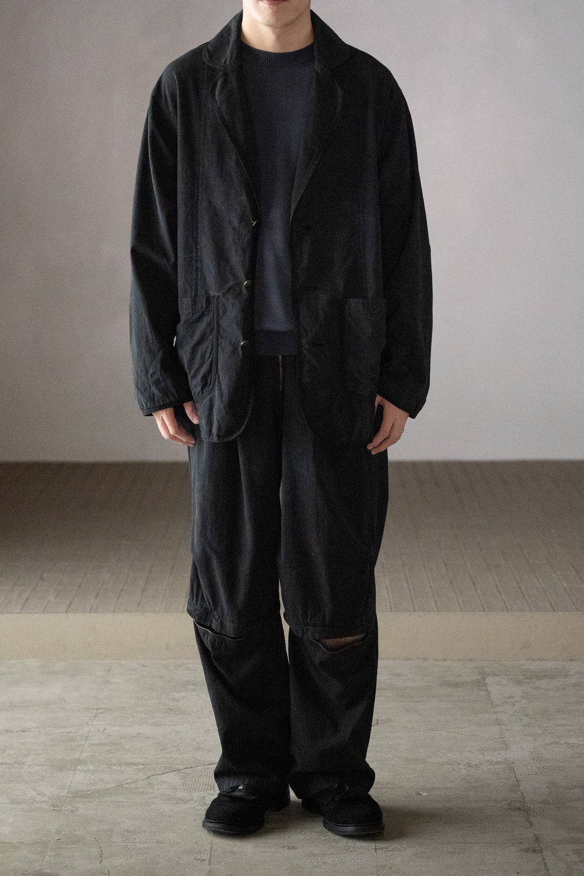 barbell object / piping jkt -BLACK
